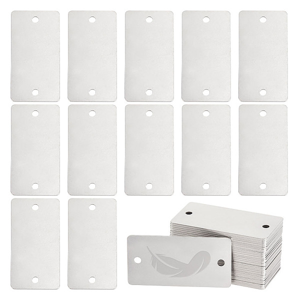 

PandaHall Olycraft 201 Stainless Steel Connector Charms, Stamping Blank Tags, Stainless Steel Color, Rectangle, 25x50x1mm, Hole: 3mm...
