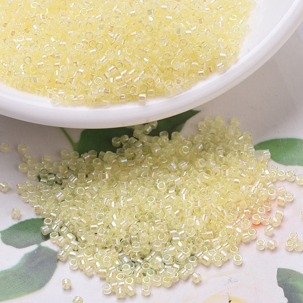 

PandaHall MIYUKI Delica Beads, Cylinder, Japanese Seed Beads, 11/0, (DB0053) Light Yellow Lined Crystal AB, 1.3x1.6mm, Hole: 0.8mm, about...