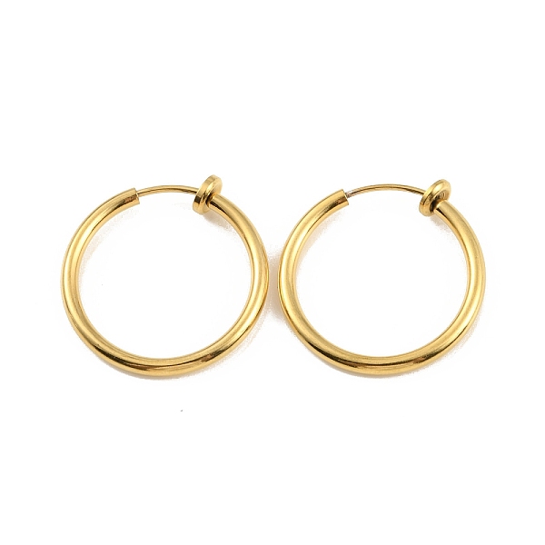 

PandaHall Ion Plating(IP) 304 Stainless Steel Clip-on Earrings, For Non-pierced Ears, Real 18K Gold Plated, 22x2mm 304 Stainless Steel Ring