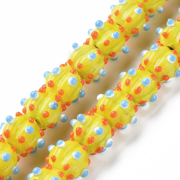

PandaHall Opaque Handmade Bumpy Lampwork Beads Strands, Pumpkin, Yellow, 9.5~10.5x12.5~13.5mm, Hole: 2mm, about 50pcs/strand, 20.08 inch...