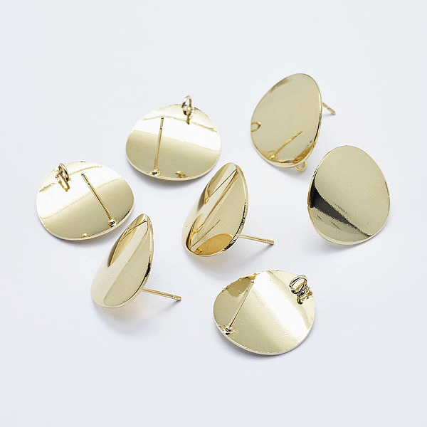

PandaHall Brass Stud Earring Findings, with Loop, Long-Lasting Plated, Real 18K Gold Plated, Nickel Free, Flat Round, 18mm, Hole: 2.5mm, Pin...