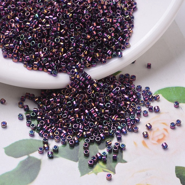 

PandaHall MIYUKI Delica Beads, Cylinder, Japanese Seed Beads, 11/0, (DB0128) Plum Gold Luster, 1.3x1.6mm, Hole: 0.8mm, about 2000pcs/bottle..., Purple