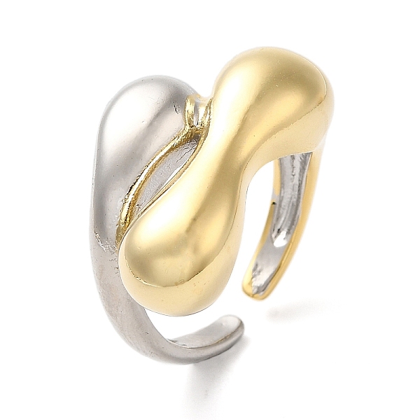 

PandaHall Brass Irregular Geometric Bypass Open Cuff Rings for Women, Platinum & Golden, Inner Diameter: 17mm Brass