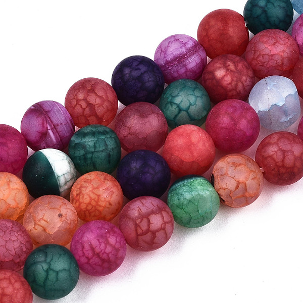 

PandaHall Natural Crackle Agate Beads Strands, Frosted, Dyed & Heated, Round, Colorful, 8mm, Hole: 1mm, about 47~48pcs/strand, 14.96~14.57...