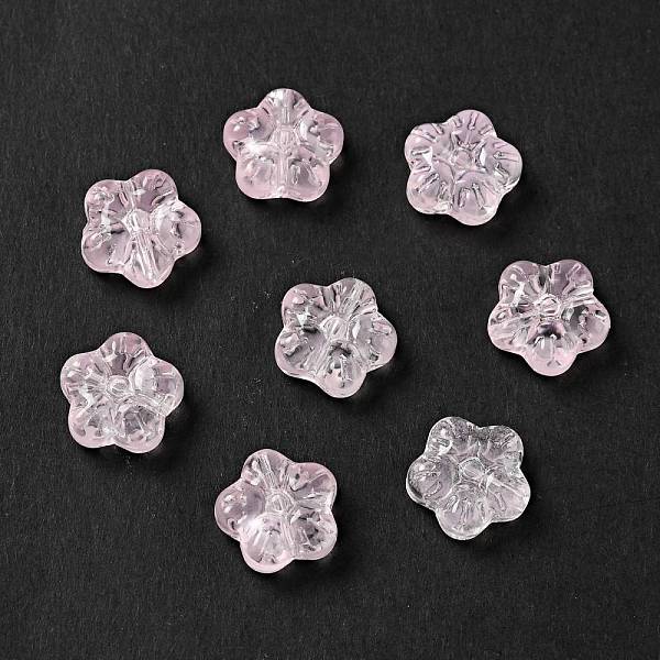 

PandaHall Transparent Glass Beads, Plum Blossom Flower, Pink, 12.5x13x5.5mm, Hole: 1.2mm Glass Flower Pink