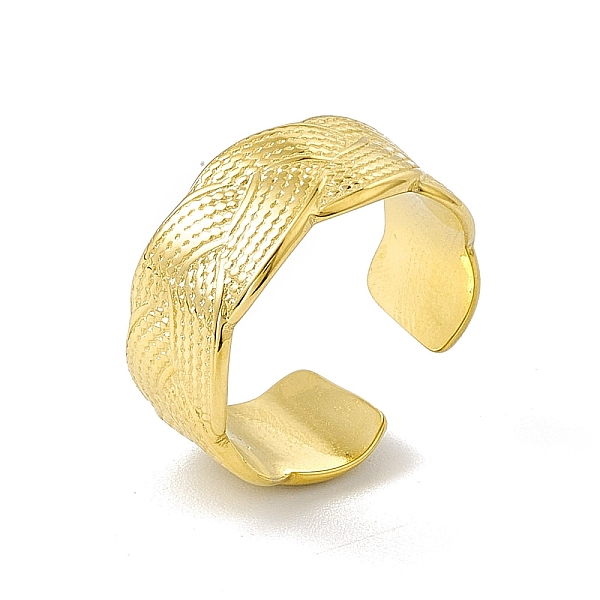 

PandaHall Ion Plating(IP) 304 Stainless Steel Twist Wave Open Cuff Ring for Women, Golden, US Size 7 1/4(17.5mm) 304 Stainless Steel