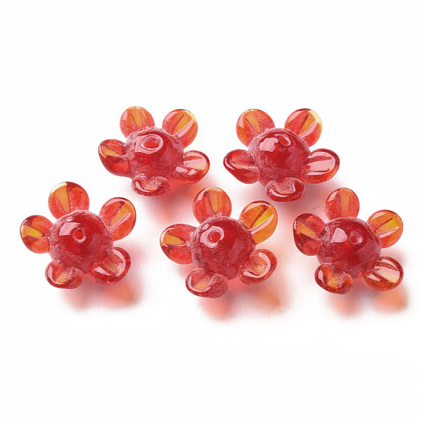 

PandaHall Handmade Lampwork Beads, Flower, Orange Red, 14.5~15.5x15~16x7~8mm, Hole: 1.5mm Lampwork Flower