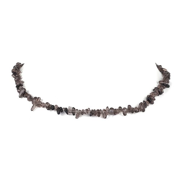 

PandaHall Natural Ice Obsidian Chip Beaded Necklace, Stainless Steel Color, 15.94~15.98 inch(40.5~40.6cm) Obsidian Chip