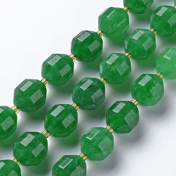 

PandaHall Natural Dolomite Beads Strands, Dyed, Faceted, with Seed Beads, Double Terminated Point Prism Beads, Bicone, Green...