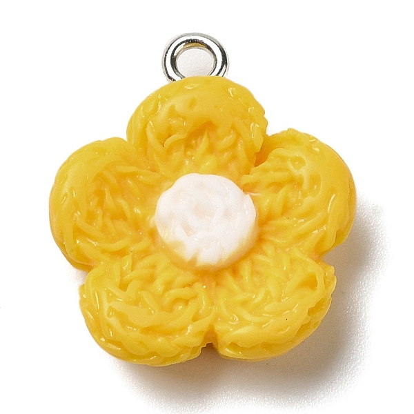 

PandaHall Opaque Resin Pendants, Flower Charms with Platinum Plated Iron Loops, Gold, 20x18x6mm, Hole: 2mm Resin Flower Gold