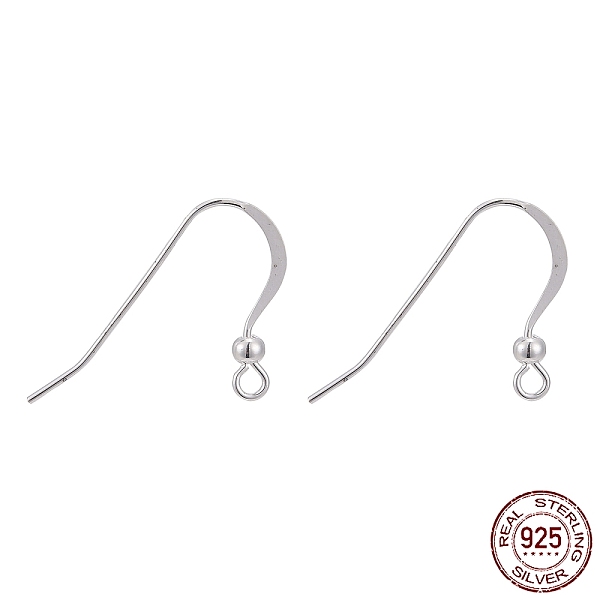 

PandaHall 925 Sterling Silver Earring Hooks, Silver, 17x22x2.5mm, Hole: 2mm, Pin: 0.6mm Sterling Silver