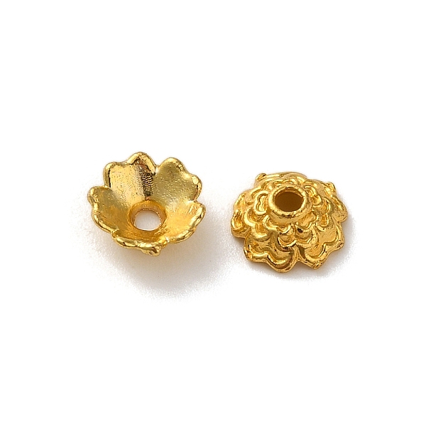 

PandaHall Alloy Beads Caps, Lead Free & Cadmium Free, Multi-Petal Flower, Golden, 7x2.6mm, Hole: 1.3mm Alloy