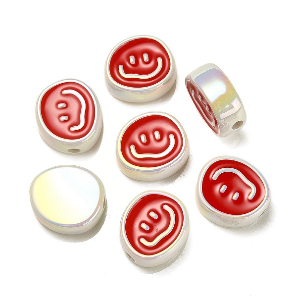 

PandaHall UV Plating Rainbow Iridescent Acrylic Enamel Beads, Oval with Smiling Face Pattern, Red, 19.5x21.5x9mm, Hole: 3.5mm Acrylic Oval...
