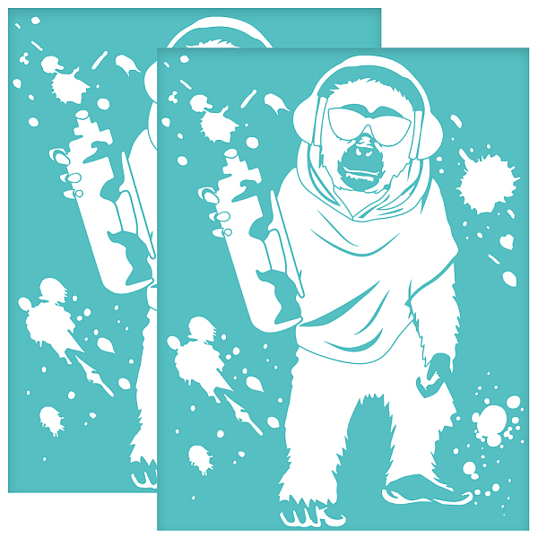

PandaHall Self-Adhesive Silk Screen Printing Stencil, for Painting on Wood, DIY Decoration T-Shirt Fabric, Turquoise, Orangutan, 280x220mm...