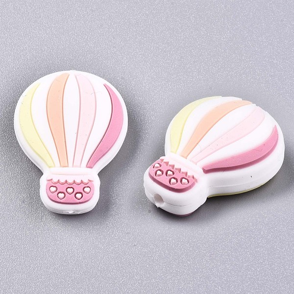 

PandaHall Food Grade Eco-Friendly Silicone Pendants, Hot Air Balloon, Light Coral, 28x22x9~10mm, Hole: 2mm Silicone Balloon