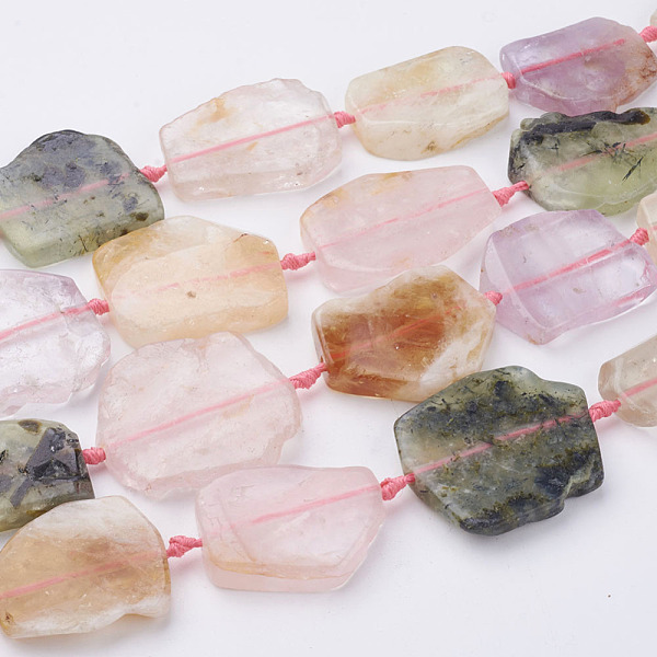 

PandaHall Natural Mixed Gemstone Beads Strands, Flat Slab Beads, Rose Quartz & Amethyst & Prehnite, Nuggets, 20~48x17~45x5~10mm, Hole: 2.5mm...