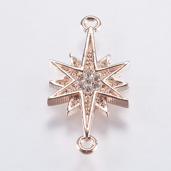 

PandaHall Brass Micro Pave Cubic Zirconia Links, Lead Free & Cadmium Free, Shining Star, Rose Gold, 20x10x2mm, Hole: 1mm Brass+Cubic...