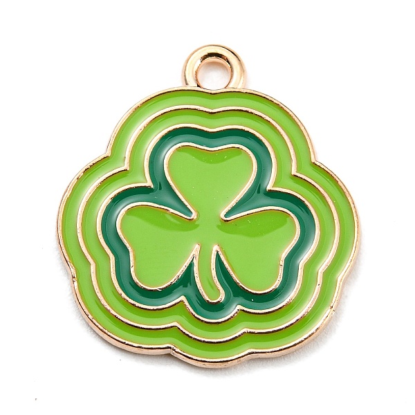 

PandaHall Saint Patrick's Day Alloy Enamel Pendants, Light Gold, Clover Charm, Green Yellow, 22x20x1mm, Hole: 2mm Alloy+Enamel Clover