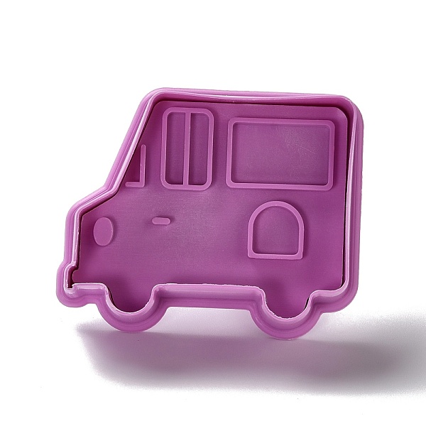 

PandaHall Vehicle Themed PET Plastic Cookie Cutters, with Iron Press Handle, Car & Plane & Trucks & Train, Old Rose, 50~71x51~62x18mm...