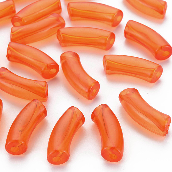 

PandaHall Transparent Acrylic Beads, Curved Tube, Dark Orange, 36x13.5x11.5mm, Hole: 4mm, about 148pcs/500g Acrylic Tube