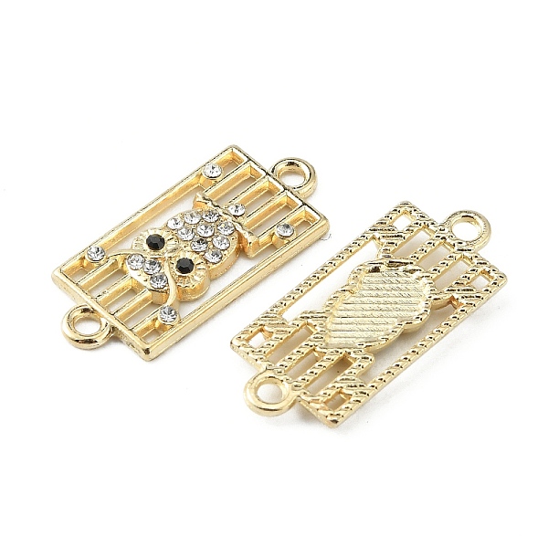 

PandaHall Alloy Rhinestone Connector Charms, Rectangle with Owl, Light Gold, Crystal, 26x11x2~2.5mm, Hole: 1.8mm Alloy+Rhinestone Rectangle..., Clear