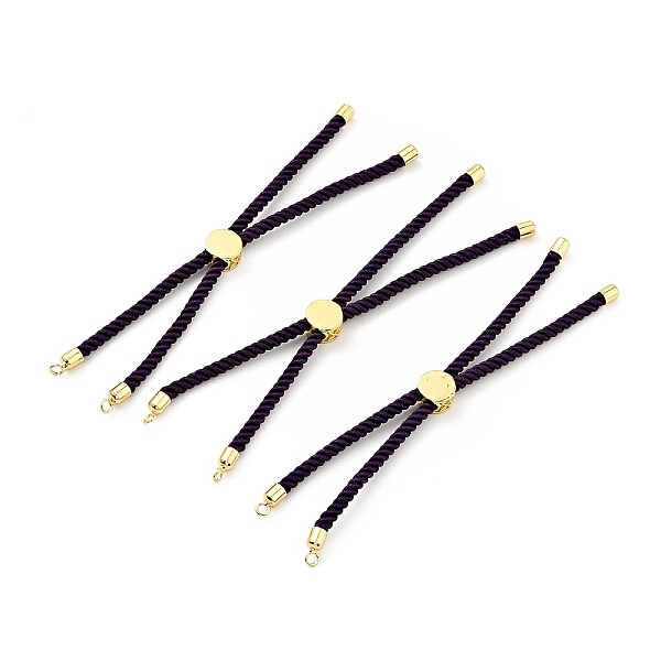 

PandaHall Half Finished Twisted Milan Rope Slider Bracelets, with Rack Plating Brass Cord Ends & Open Loop, Cadmium Free & Lead Free, for..., Purple