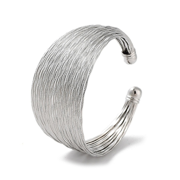 

PandaHall Brass Multi Lines Cuff Bangles, Long-Lasting Plated, Lead Free & Cadmium Free, Platinum, Inner Diameter: 2-1/4 inch(5.7cm) Brass