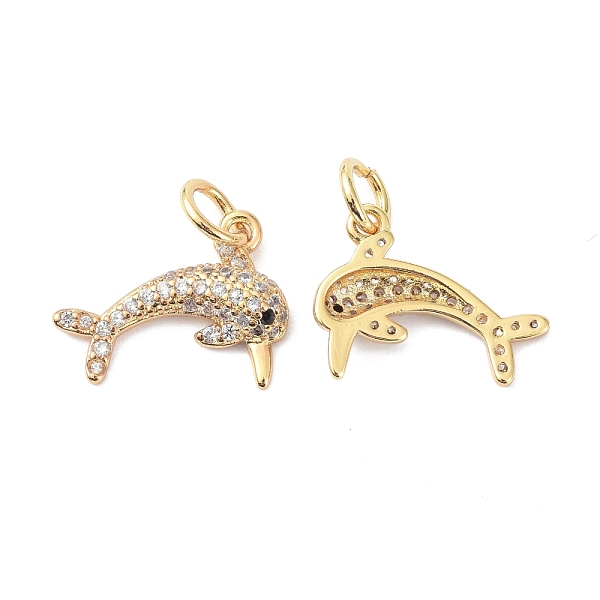 

PandaHall Brass Cubic Zirconia Charms, with Jump Ring, Long-Lasting Plated, Lead Free & Cadmium Free, Dolphin, Real 18K Gold Plated..., Clear