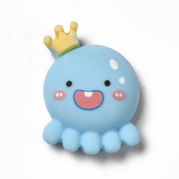 

PandaHall Sea Theme Opaque Resin Cabochons, Sea Animals Cabochons, Sky Blue, Octopus Pattern, 26x19x8mm Resin Octopus