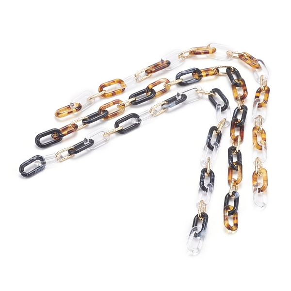 

PandaHall Handmade Acrylic Cable Chain Sets, with Golden Aluminum Linking Ring, Mixed Color, Links: 20x11x3mm and 15x7x2mm, 39.37 inch..., Multicolor