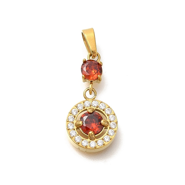 Ion Plating(IP) 304 Stainless Steel Micro Pave Cubic Zirconia Pendants