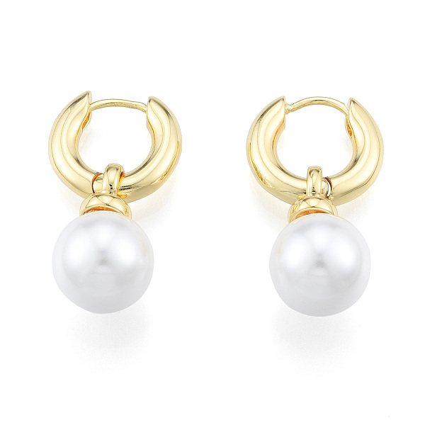 

PandaHall ABS Plastic Pearl Dangle Hoop Earrings, Brass Jewelry for Women, Nickel Free, Real 18K Gold Plated, 29x16x3.5mm, Pin: 1mm Plastic...