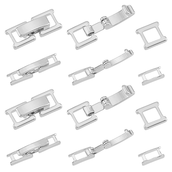 

PandaHall SUPERFINDINGS 20Pcs 2 Styles Eco-Friendly Brass Watch Band Clasps, Platinum, 15~16x3.5~6.5x4mm, 10pcs/style Brass