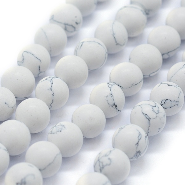 

PandaHall Synthetic Turquoise Beads Strands, Frosted, Round, WhiteSmoke, 6mm, Hole: 0.5mm, about 66pcs/strand, 15.74 inch(40cm) Synthetic..., White