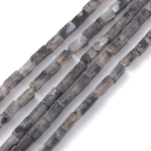 PandaHall Natural Black Larvikite Bead Strands, Cuboid, 3.5~6x2.2x2.2mm, Hole: 0.9mm, about 79~83pcs/strand, 15.04~15.24''(38.2~38.7cm)...