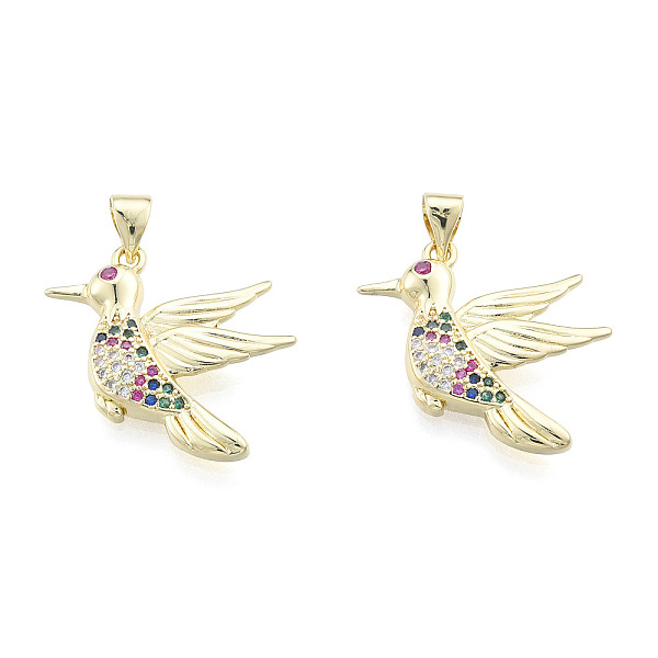 

PandaHall Brass Micro Pave Colorful Cubic Zirconia Pendants, with Brass Snap on Bails, Nickel Free, Bird, Real 18K Gold Plated, 20.5x23x3mm...