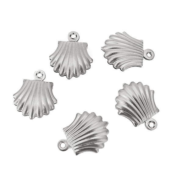 

PandaHall Stainless Steel Pendants, Shell Shape Charm, Stainless Steel Color, 13.5x11mm, Hole: 1mm 304 Stainless Steel Shell Shape