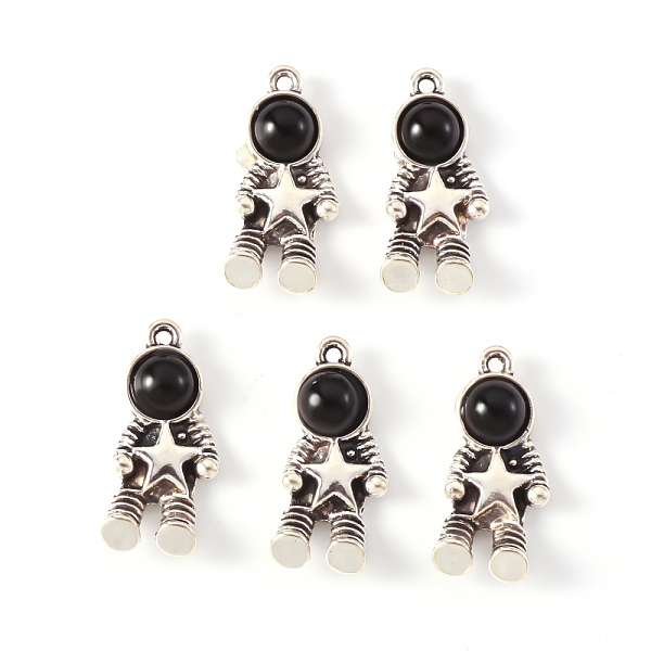 

PandaHall Alloy Pendants, with Black Acrylic, Cadmium Free & Lead Free, Spaceman with Star, Antique Silver, 21.5x9.5x5mm, Hole: 1.2mm Alloy...