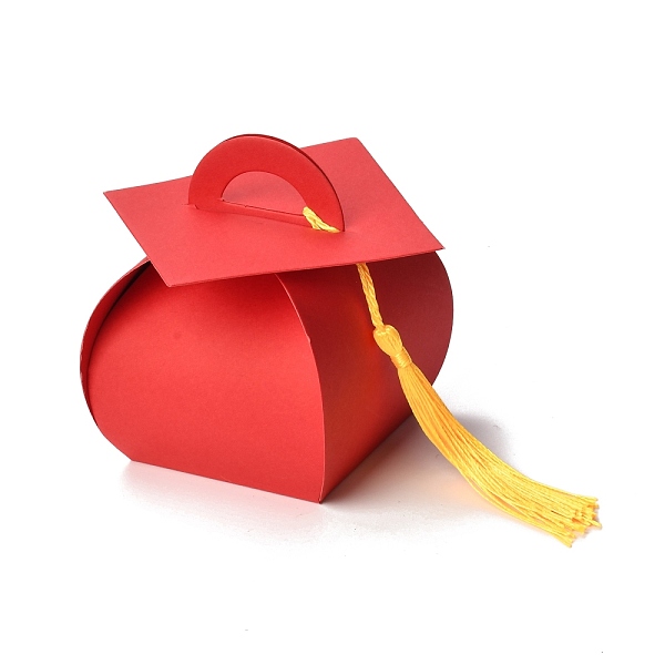 

PandaHall Paper Candy Boxes, Graduation Party Gift Box, with Tassel, Doctorial Hat Shape, Red, 6.75x7.15x8.6cm Paper Others Red