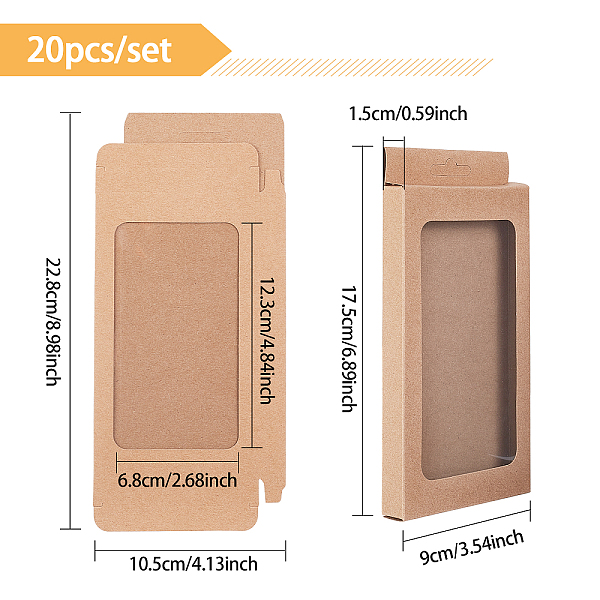 

PandaHall Foldable Creative Kraft Paper Box, Wedding Favor Boxes, Favour Box, Paper Gift Box, with PVC Clear Window, Rectangle, BurlyWood..., Orange