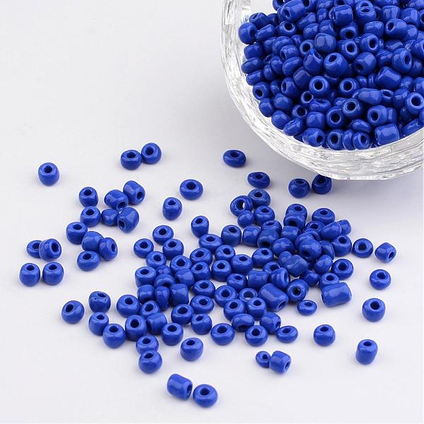 

PandaHall 6/0 Opaque Colours Round Glass Seed Beads, Blue, Size: about 4mm in diameter, hole:1.5mm, about 495pcs/50g Glass Blue