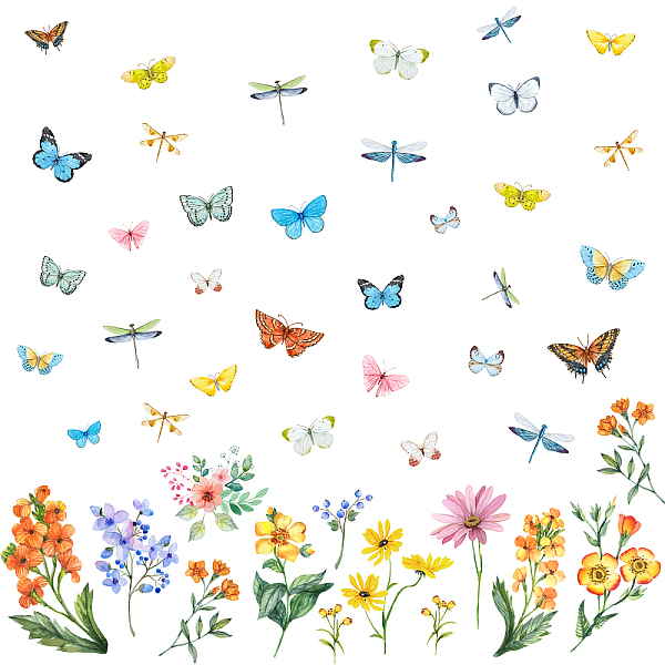 

PandaHall SUPERDANT Flowers Butterflies Wall Decals Chrysanthemums Stickers Dragonflies Art Sticker Colorful Flowers Wall Art Removable PVC...