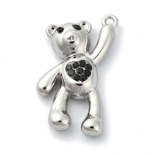 

PandaHall Rack Plating Alloy with Rhinestone Pendants, Bear, Platinum, 27x20x5.5mm, Hole: 1.4mm Alloy+Rhinestone Bear Black