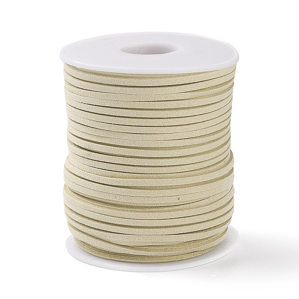 

PandaHall 45M Faux Suede Cord, Faux Suede Lace, Cornsilk, 2~2.5x1.5~2mm, about 50 Yards(45m)/Roll Faux Suede Gold