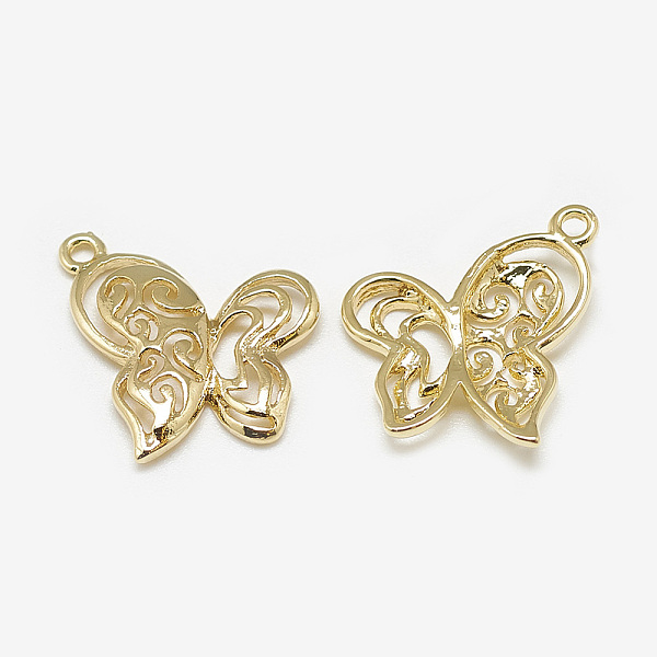 

PandaHall Brass Pendants, Butterfly, Real 18K Gold Plated, 16x15x2mm, Hole: 1mm Brass Butterfly