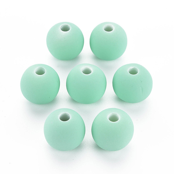 

PandaHall Rubberized Style Acrylic Beads, Round, Pale Turquoise, 15.5x14.5mm, Hole: 3.5mm Acrylic Round