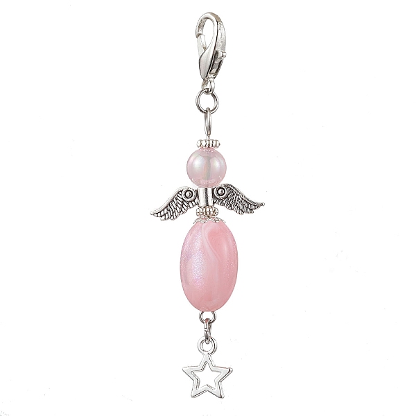 

PandaHall Acrylic Pendant Decorations, with Alloy Findings, Angel, Pink, 72.5mm Acrylic Angel & Fairy Pink