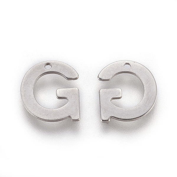 

PandaHall 304 Stainless Steel Charms, Letter, Letter.G, 11x10x0.7mm, Hole: 1mm 304 Stainless Steel Letter G