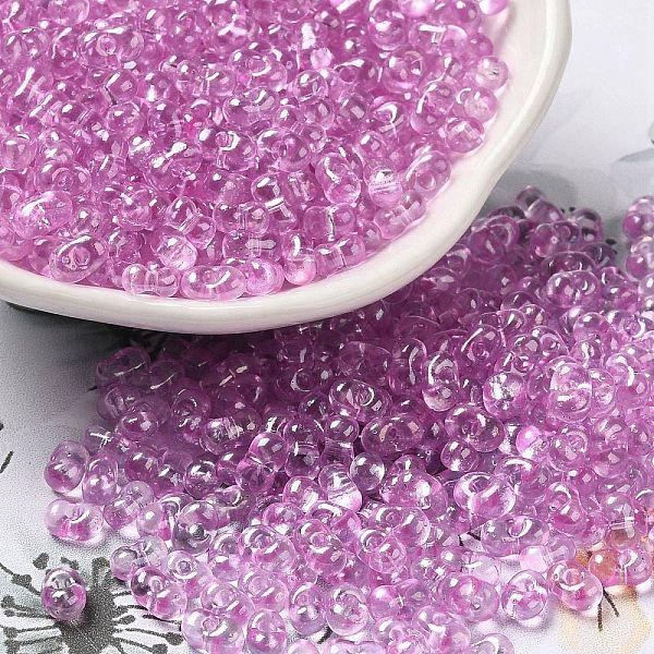 

PandaHall Baking Glass Seed Beads, Peanut, Orchid, 5.5~6x3~3.5x3mm, Hole: 1~1.2mm Glass Peanut Purple
