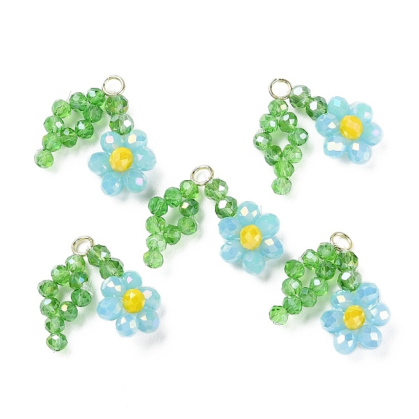 

PandaHall Glass Beaded Pendants, with Brass Loops, Flower of Life Charms, Turquoise, 18~20x23~24x5~5.5mm, Hole: 2.5mm Glass Flower of Life..., Green